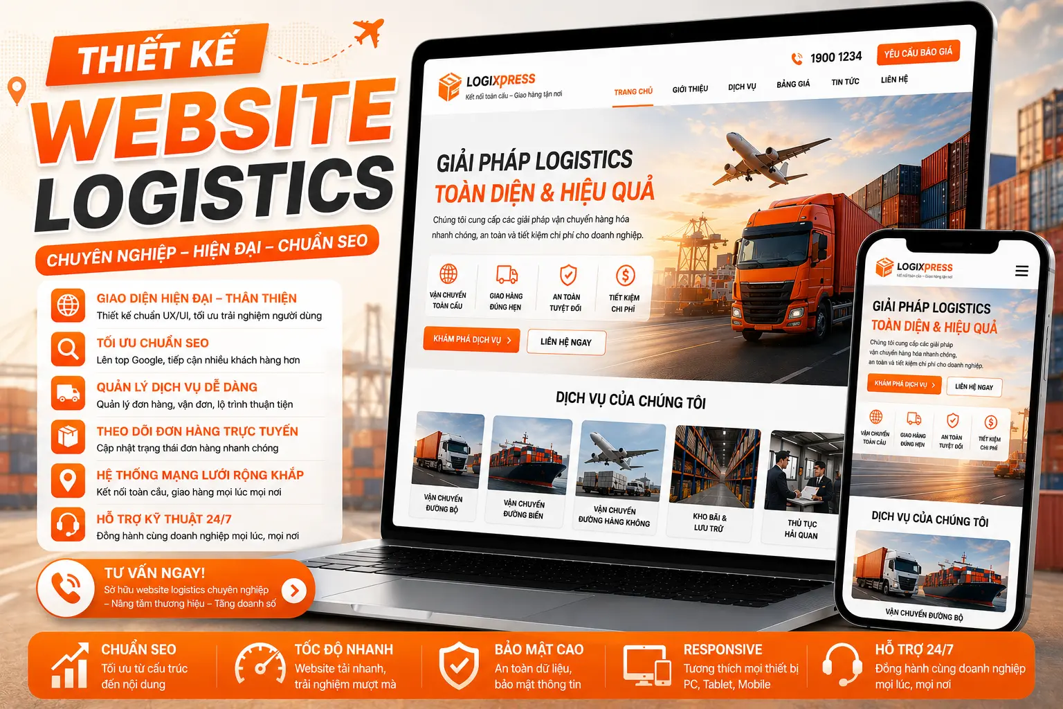 DonaWeb Thiết kế Web Logistic Tối Ưu Quản Lý Vận Chuyển Và Kho Bãi