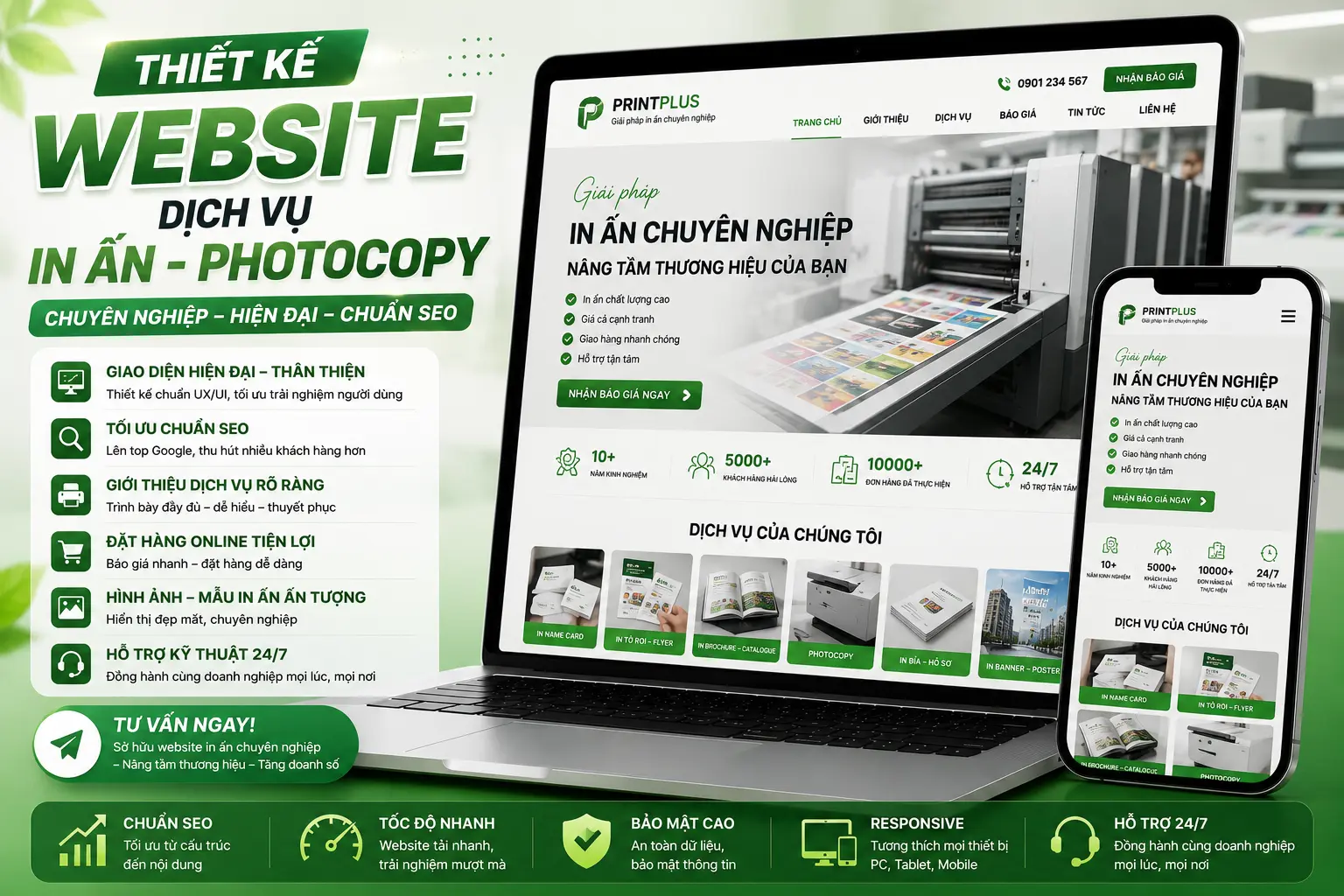 DonaWeb thiết kế web dịch vụ in ấn photocopy
