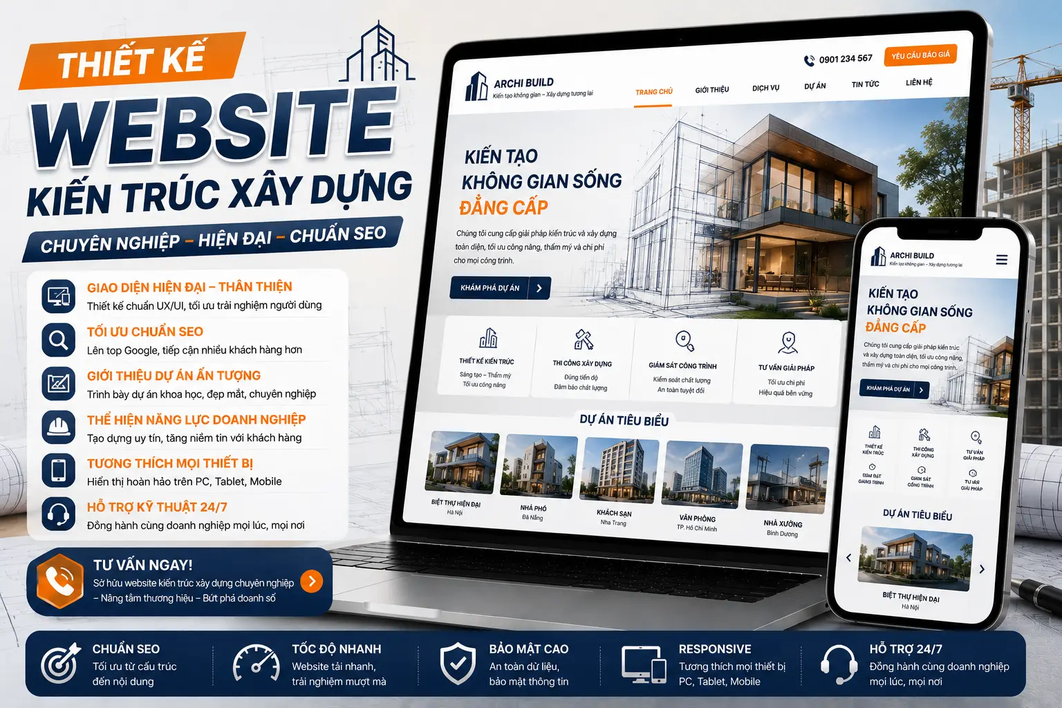 DonaWeb thiết kế website công ty kiến trúc xây dựng