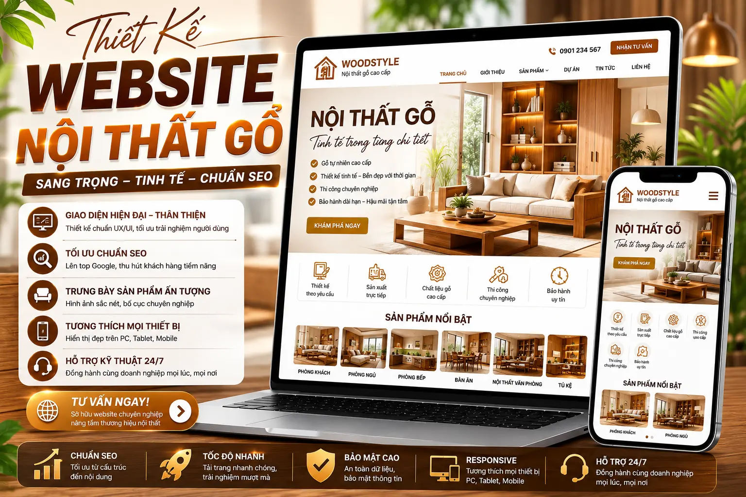 DonaWeb thiết kế web cho xưởng nội thất gỗ