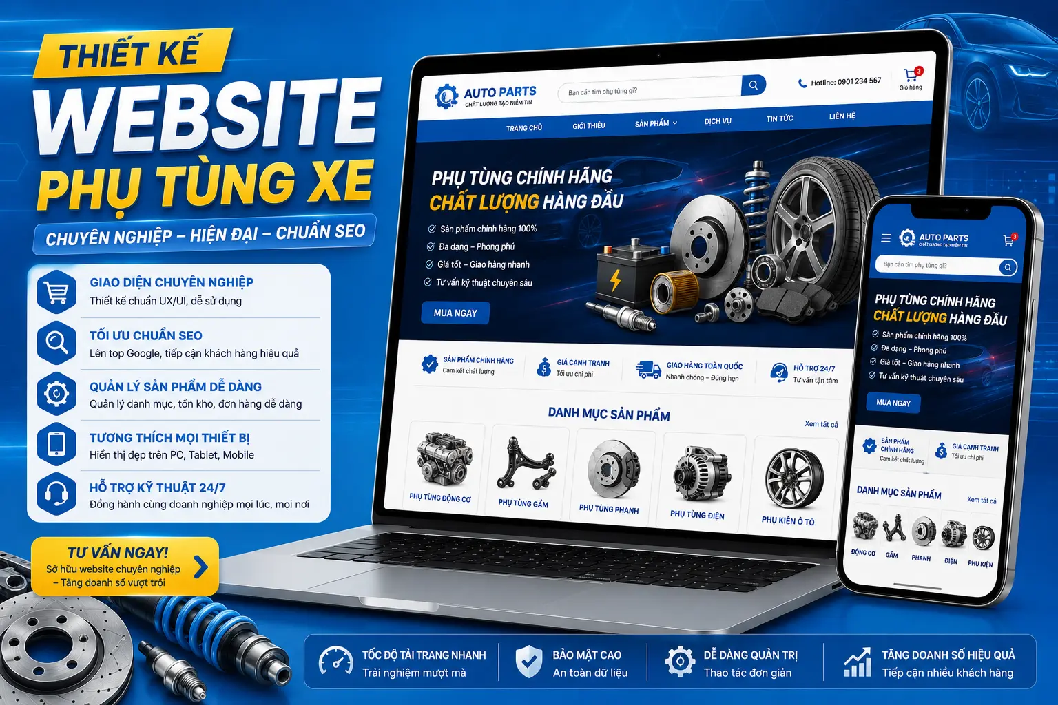 DonaWeb Thiết Kế Web Phụ Tùng Xe Chuẩn SEO tại Đồng Nai
