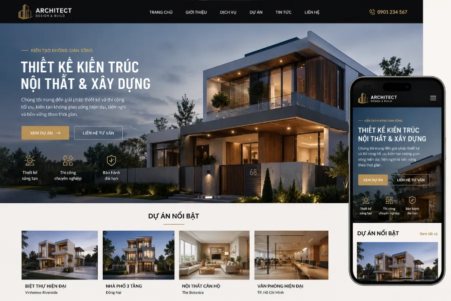 Thiết kế web kiến trúc đẹp hiện đại