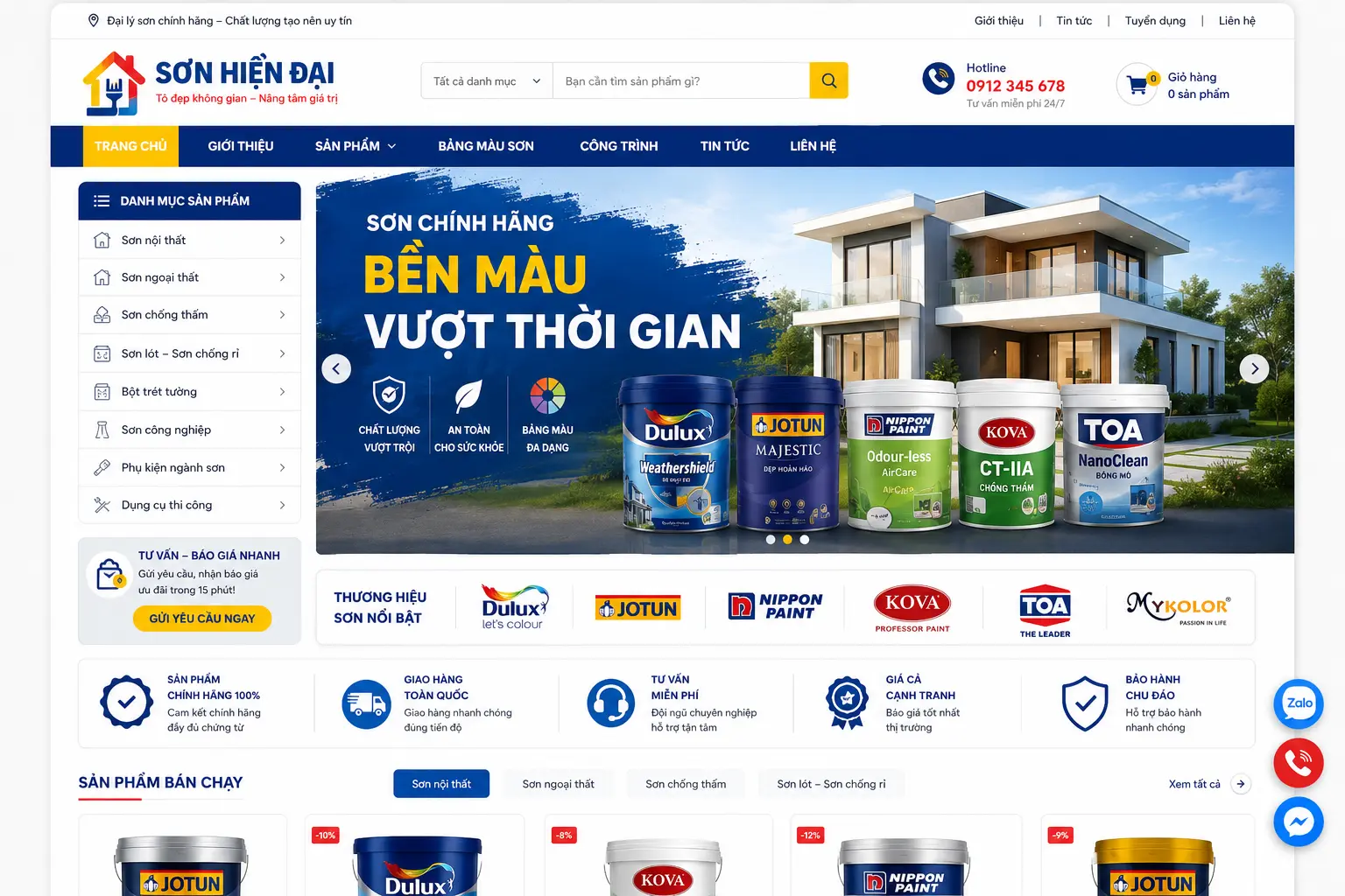 Lợi ích khi doanh nghiệp sở hữu thiết kế web bán sơn nước