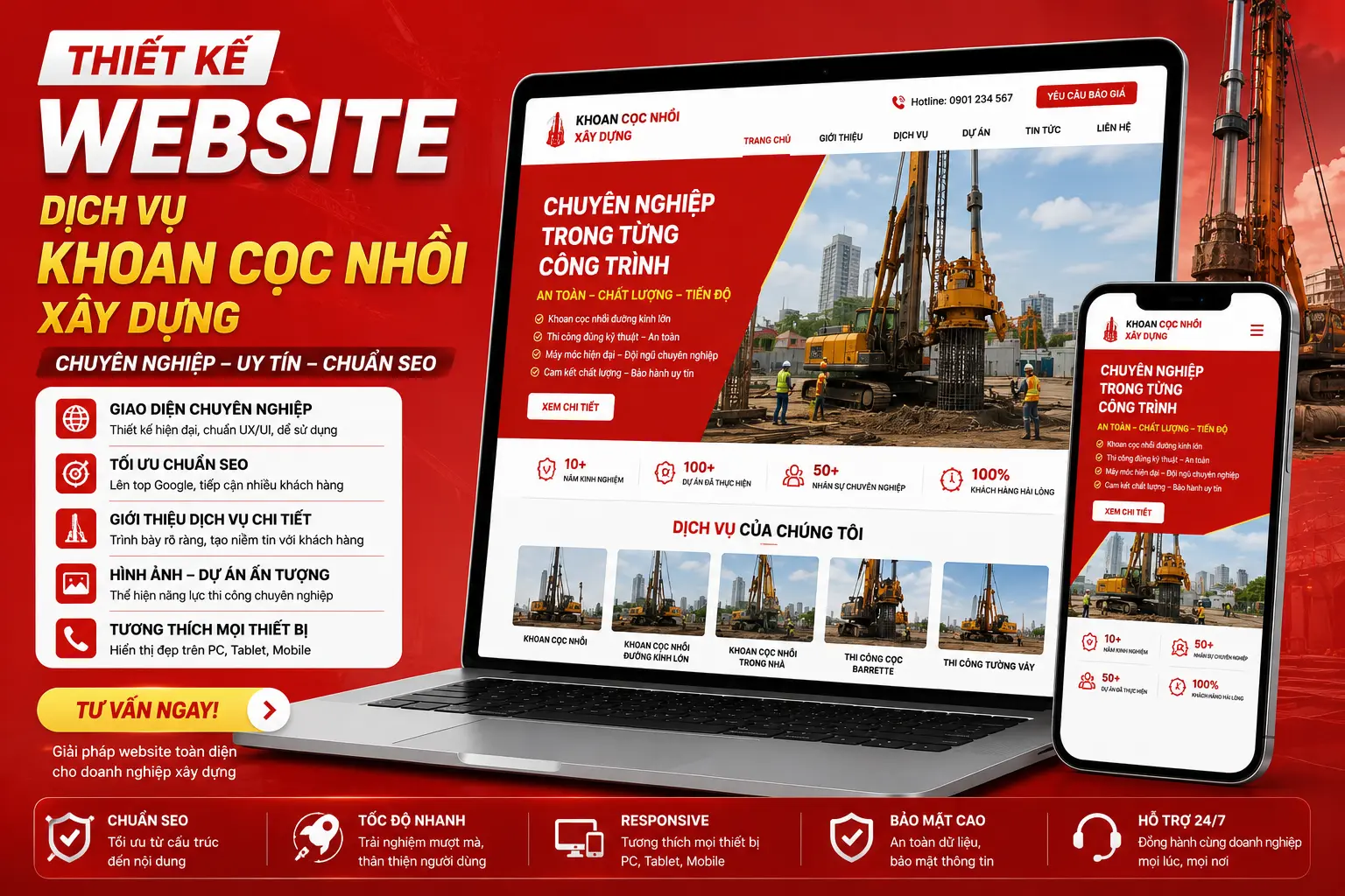 DonaWeb Thiết Kế Web Dịch Vụ Khoan Cọc Nhồi Chuẩn SEO