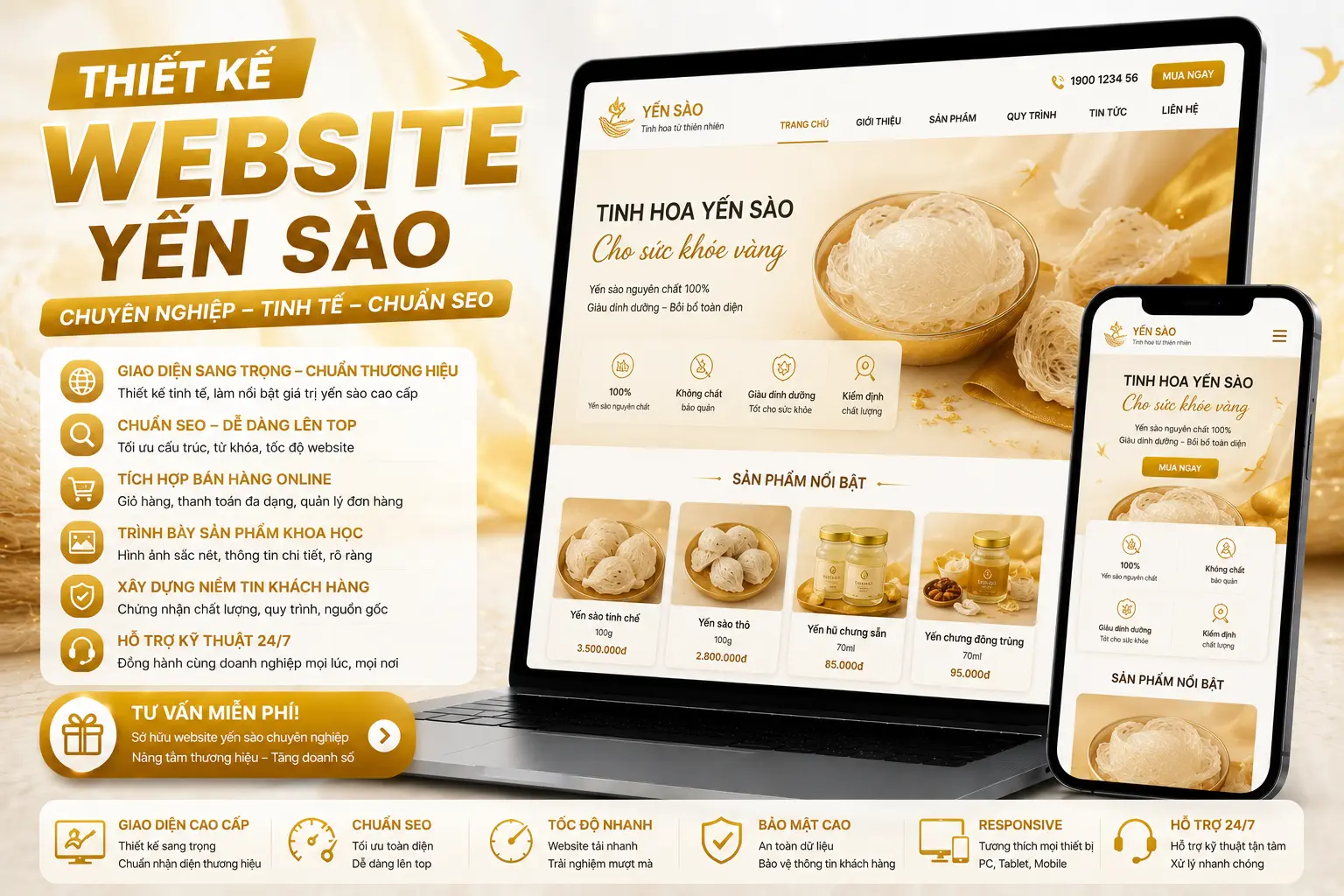 DonaWeb thiết kế web yến sào cao cấp