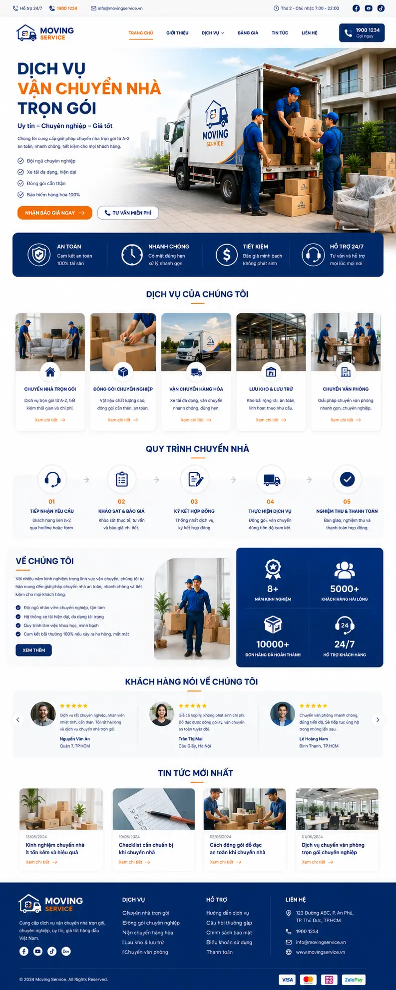Mẫu Thiết Kế Web Dịch Vụ Vận Chuyển Nhà Trọn Gói 5.000.000đ