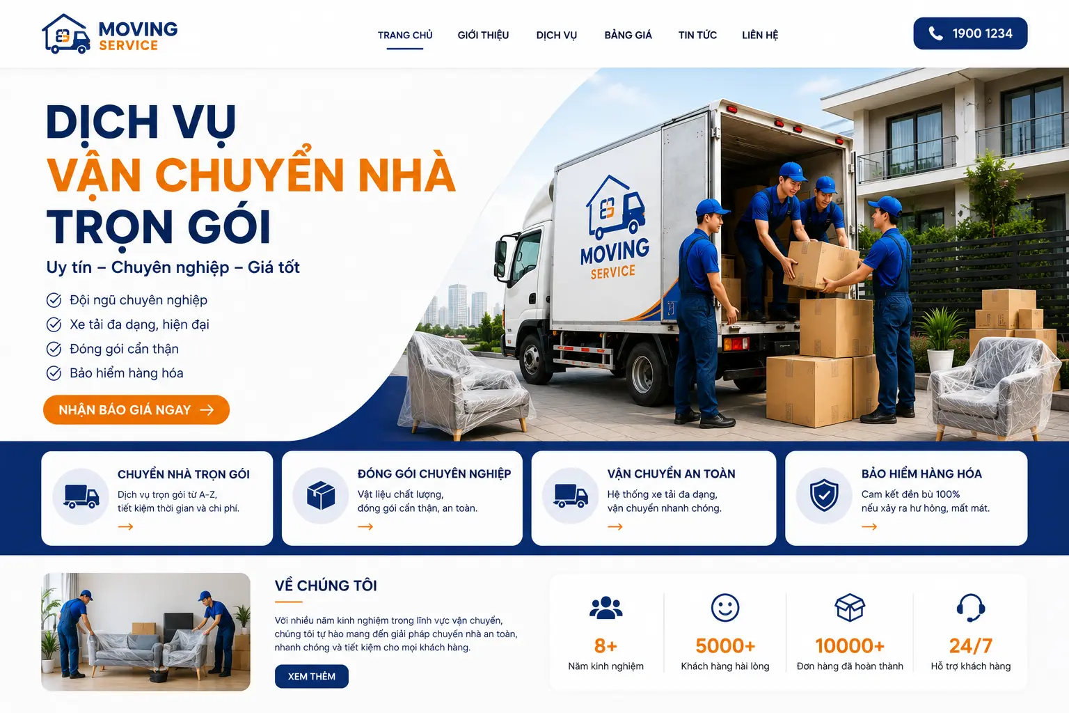 Các Module của website dịch vụ vận chuyển nhà trọn gói