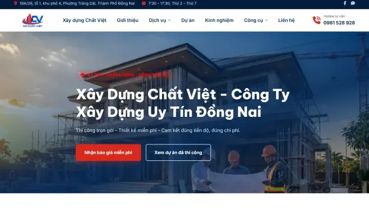 DonaWeb thiết kế website công ty xây dựng Đồng Nai
