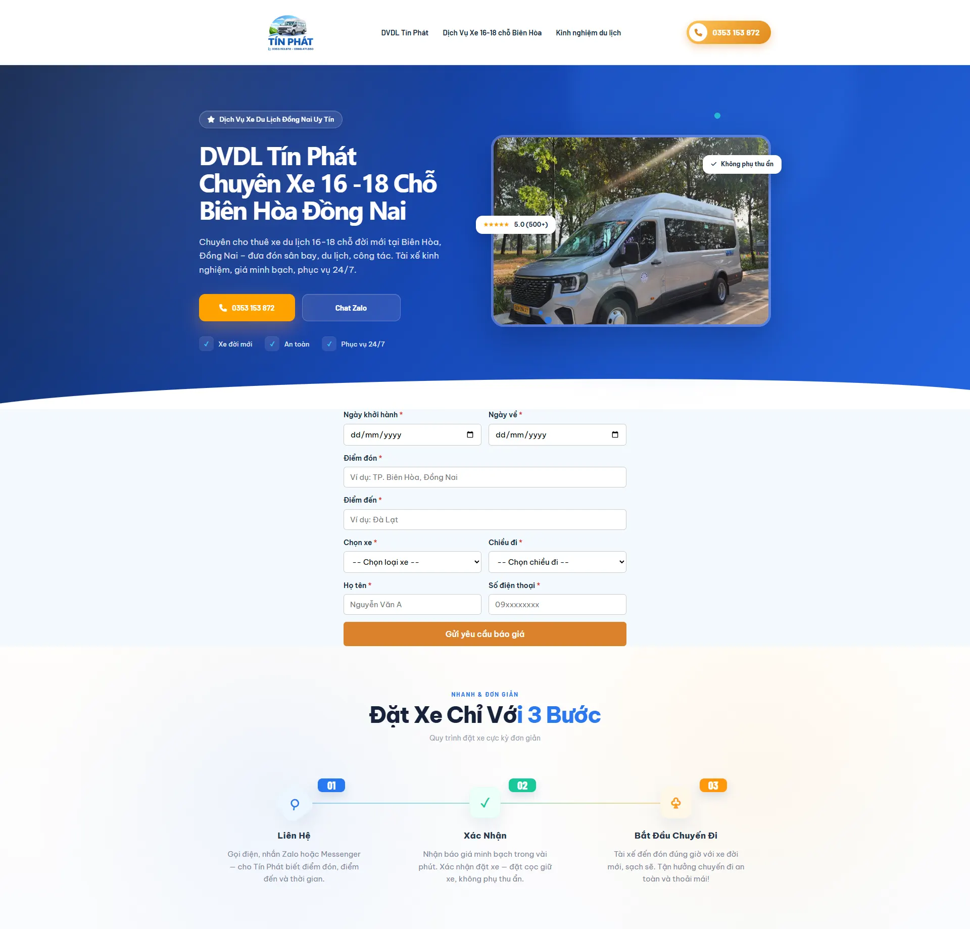 DonaWeb thiết kế website xe du lịch Đồng Nai